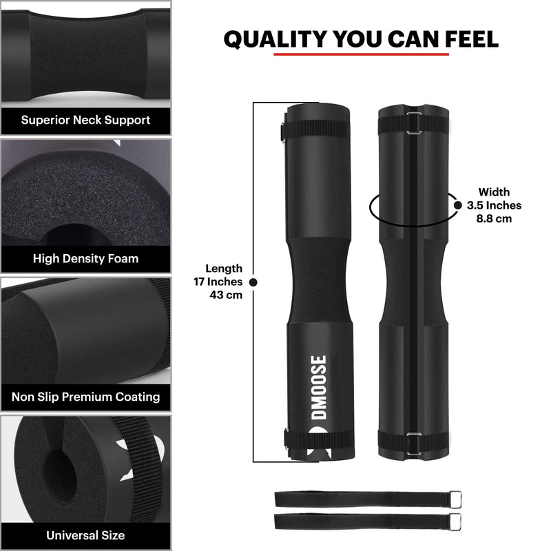[Australia - AusPower] - DMoose Barbell Pad, Hip Thrust Pad for Squats, Lunges - Relief Pressure from Neck, Shoulder, Lower Back Support for Women - Standard & Olympic Non-Slip EVA Foam Squat Pad with Safety Straps 