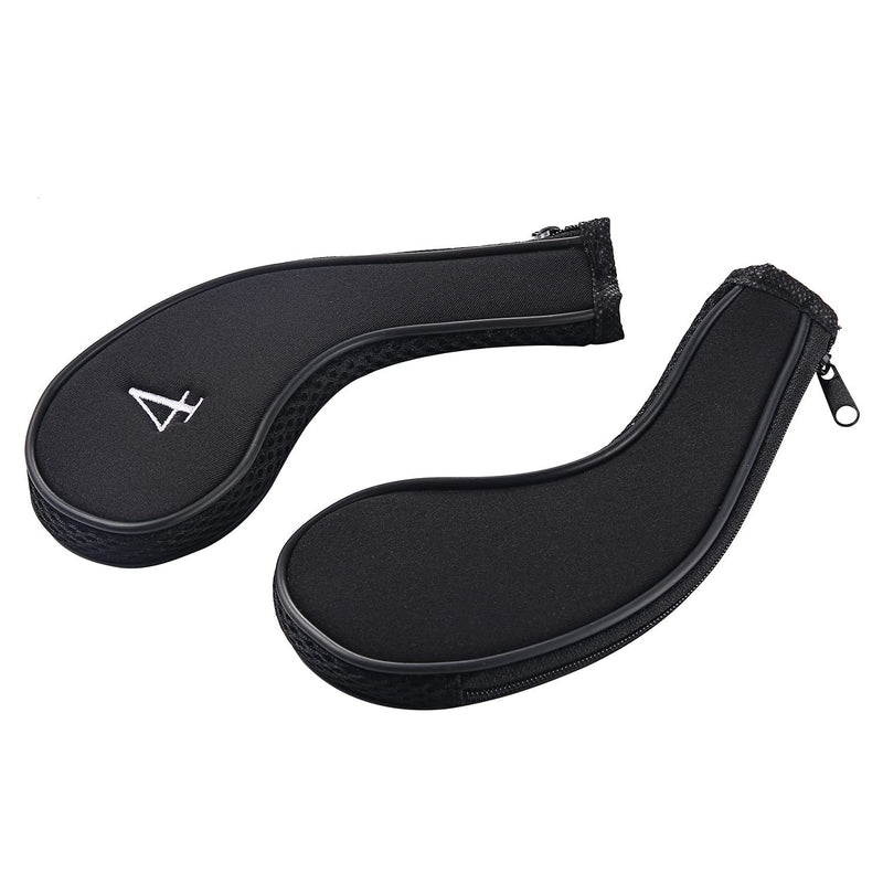 [Australia - AusPower] - Sword &Shield sports Neoprene Zipper Golf Club Iron Head Covers Iron Covers 10pcs/Set Black&Black 