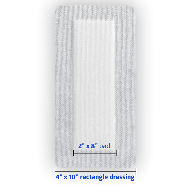 [Australia - AusPower] - Medline Bordered Gauze, 4" x 10" Adhesive Island Wound Dressing, Sterile, 15 Count 4" X 10" (2" X 8" pad) 