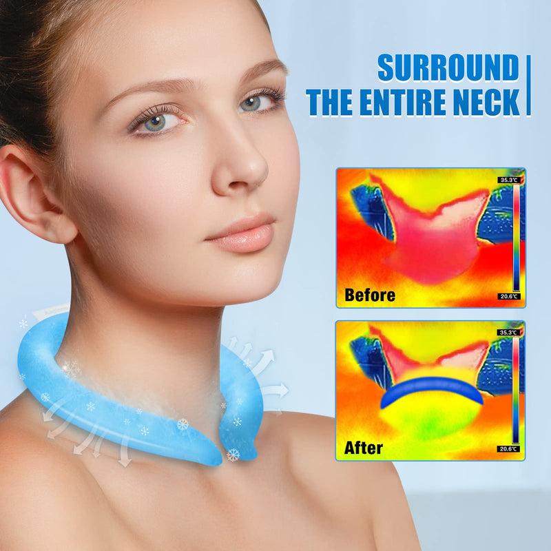 [Australia - AusPower] - Maginno Neck Cooler, Wearable Cooling Tube Cool Neck Wraps for Extremely Hot Weather & Summer Heat, Hands Free Cold Ice Pack Gel for Outdoor Workers, Sports, Relief for Hot Flashes or Fever 2 Pack-blueblue 
