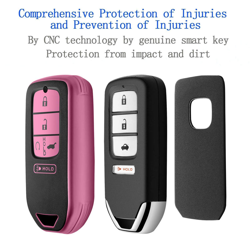 [Australia - AusPower] - Sindeda for Honda key fob cover with leather keychain,Soft TPU Full key Shell Protection,key fob case compatible Honda Accord Civic CRV Pilot Odyssey Passport Smart Remote Key，Key Fob Shell Pink 