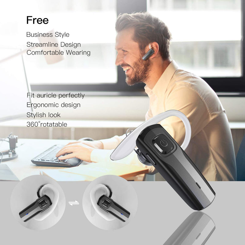 [Australia - AusPower] - Bluetooth Headset, Handsfree Wireless Bluetooth Earpieces - Cell Phone Mic Noise Cancelling Earphones for Business Sport Driving Bluetooth V4.1 Earbuds Headphone for iPhone Android Laptop (Black) Black 