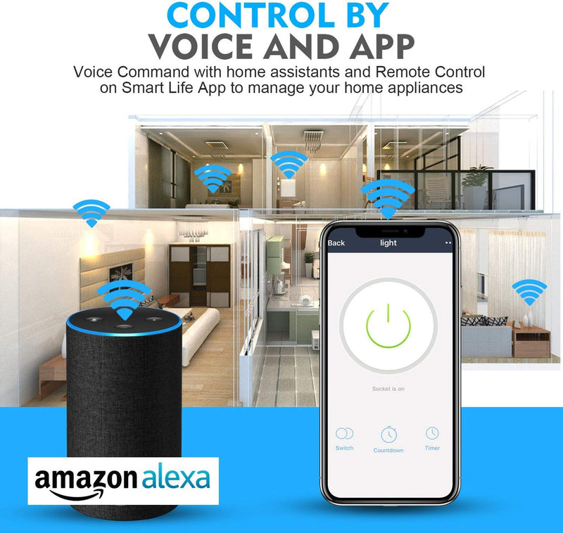 [Australia - AusPower] - Smart Plug ESICOO - Alexa, Echo & Google Home - Only WiFi 2.4G (4-Pack) A LED WHITE 