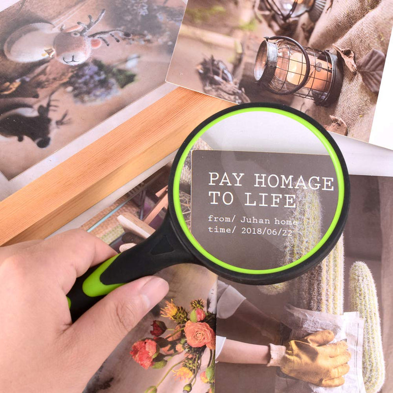 [Australia - AusPower] - Ocim (2 Pcs) 10X Magnifying Glass, Handheld Reading Magnifier, 75mm Magnify Glasses Lens, Rubbery with Non-Slip Soft Handle for Seniors Reading and Kids Nature Exploration 