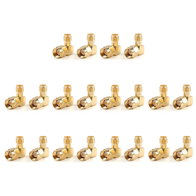 [Australia - AusPower] - Areyourshop 20Pcs SMA Female Jack to SMA Male Plug Right Angle 90 Degree Connector 