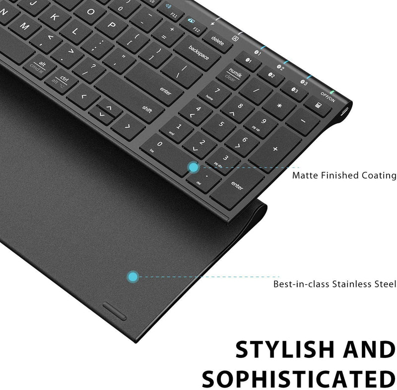 [Australia - AusPower] - iClever BK10 Bluetooth Keyboard, Universal Wireless Keyboard, Rechargeable Bluetooth 5.1 Multi Device Keyboard with Number Pad Full Size Stable Connection for Windows, iOS, Android, Mac 