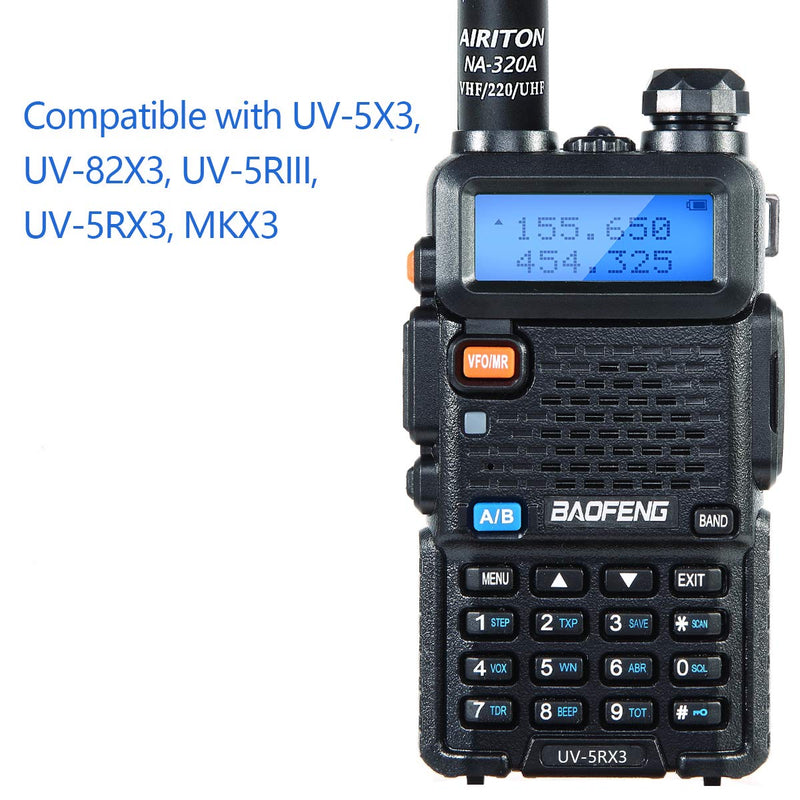 [Australia - AusPower] - Airiton NA-320A Triband Antenna 2M, 1.25M, 70CM (144-220-440Mhz) Antenna SMA-Female for gmrs Radio BTECH and Baofeng Radio UV-5X3, UV-5RX3, UV-5RIII, UV-R3, MKX3 (2 pcs) 2 pcs 