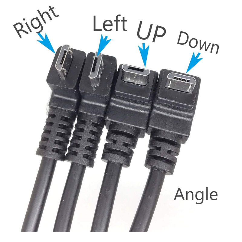 [Australia - AusPower] - 90° Degree Angle USB Micro B 5P Female to 5P Male Left Right Down Up Angled Extension Cable Adapter for Phone Charger Data Sync Tablet Cord Adaptor … (DWON +Right +up +Left) 