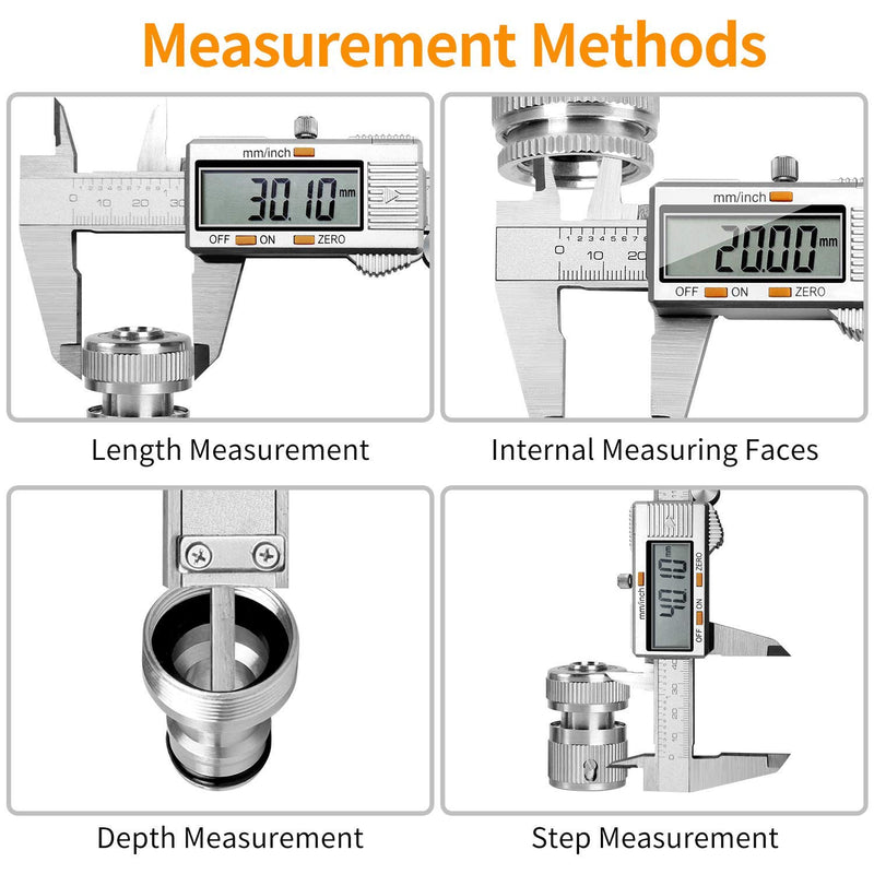 [Australia - AusPower] - RAGU Digital Caliper Stainless Steel 6 inch, Electronic Vernier Caliper Measuring Tool with Large LCD Display Gauge, Inch/Metric Conversion, 20 cm Steel Ruler and Glove for Household Measuring Tool 