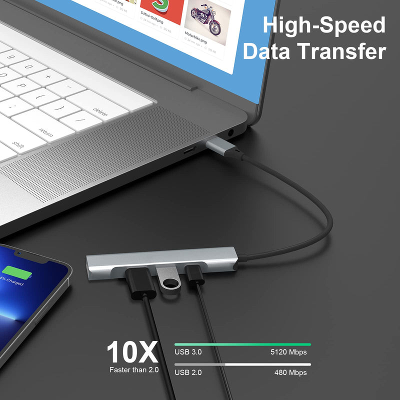 [Australia - AusPower] - Lightning to USB Hub [Apple MFi Certified] 4-in-1 USB OTG Hub with 3 USB 3.0 Port and Fast Charging Port for iPhone/iPad Compatible with USB Microphones/USB Flash Drive/Keyboard/Mouse/USB Sound Card 