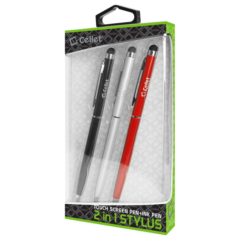 [Australia - AusPower] - Cellet Ultra Thin Touch Screen Stylus and Pen Combo Compatible for Samsung Galaxy J7/J7 V/J5/J3/J3 V/J1/A6/S7/S7 Edge/S7 Active/Grand Prime/J3 Prime/J3/Express Prime 3 (3 Pack) 