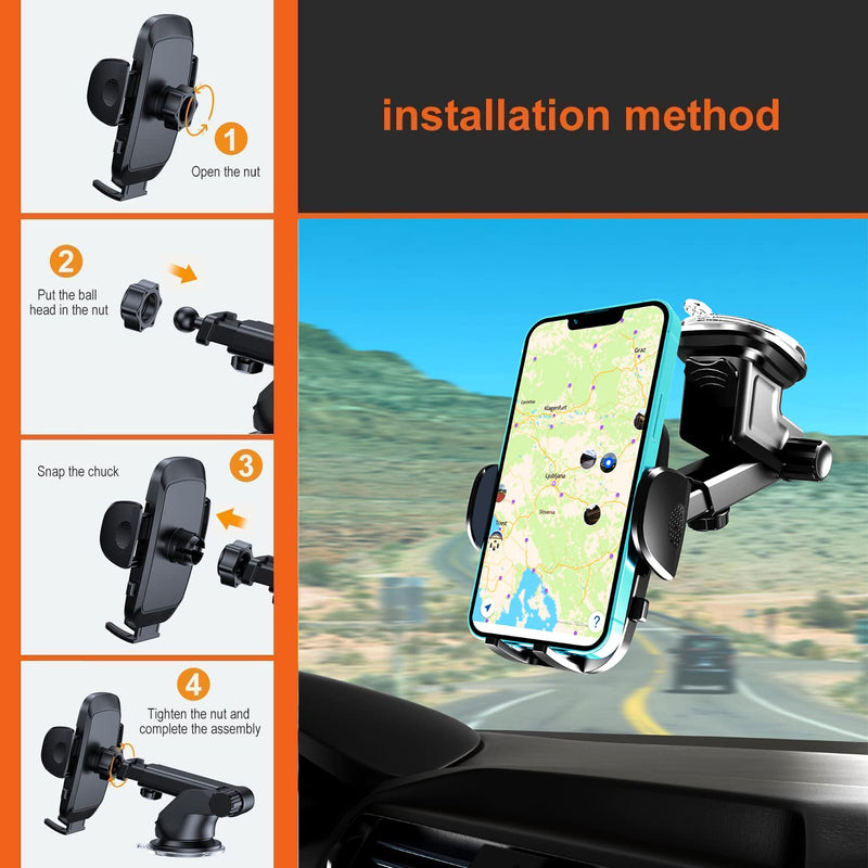 [Australia - AusPower] - Upgrade Car Phone Mount,Larger and More Stable Suction Cup Cell Phone Holder for Universal Car Dashboard Windshield,Easy-to-clamp Air Vent Phone Holder Compatible with All Mobile Phones 