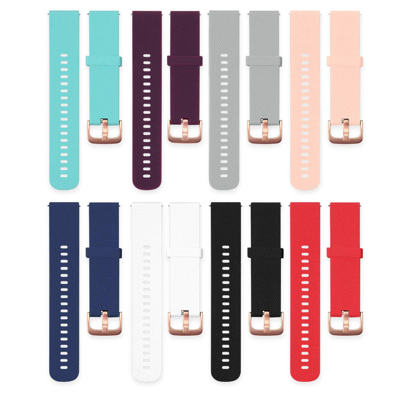 [Australia - AusPower] - TECKMICO 8PCS Bands Compatible with Garmin Venu,20mm Silicone Replacement bands with Rose Gold buckle for Garmin Venu/Vivoactive 3/Vivomove Luxe bands,NO Watch (8-Pack) 8-Pack 