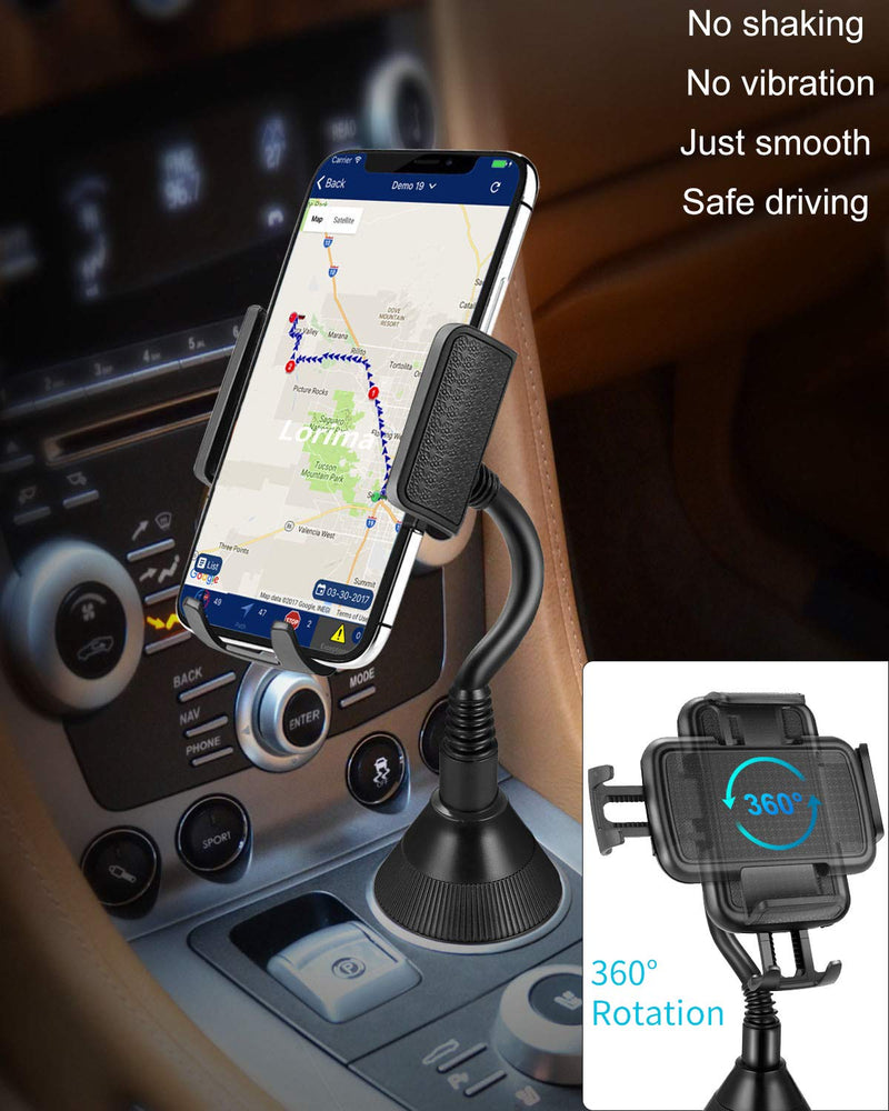 [Australia - AusPower] - Lorima Cup Holder Phone Mount with A Flexible Gooseneck, Cup Holder Phone Holder for iPhone 13/13 Pro/13 Pro Max, 12 Pro Max/12/11/XS/Samsung Galaxy, Fits All 4-6.7in Smartphones 
