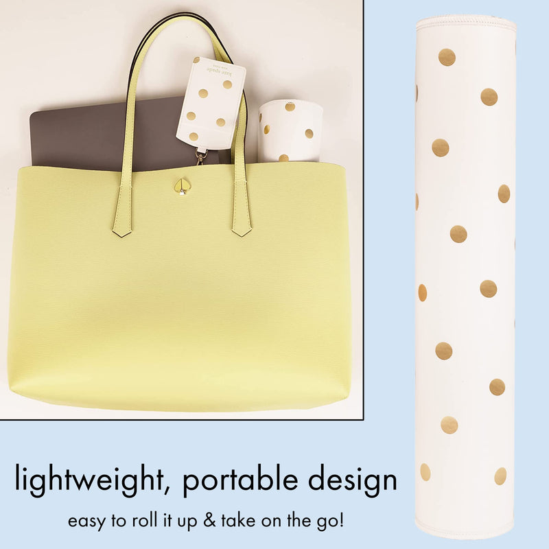 [Australia - AusPower] - Kate Spade New York Decorative Desk Pad, Vegan Leather Keyboard and Mouse Pad for Desktop, Gold Dot with Script 