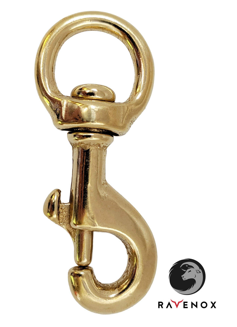 [Australia - AusPower] - Ravenox Snap Hooks Heavy Duty |(Solid Brass)(3/4" x 2-Pack) | 3/4-inch Swivel Snaps | Keychain Clip with Eye Bolt | Swivel Hook, Bolt Snap for Scuba, Flagpole, Horse Leads, Leashes | Rope Hardware 3/4-inch x 2-Pack Solid Brass 