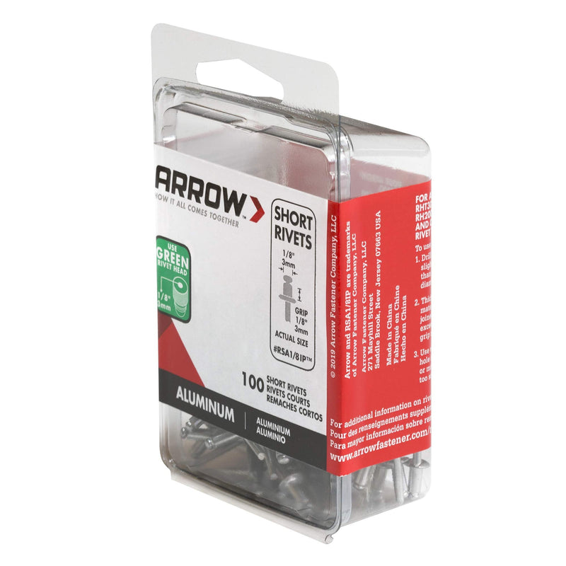 [Australia - AusPower] - Arrow RSA1/8IP Short Aluminum 1/8-Inch Rivets, 100-Pack 