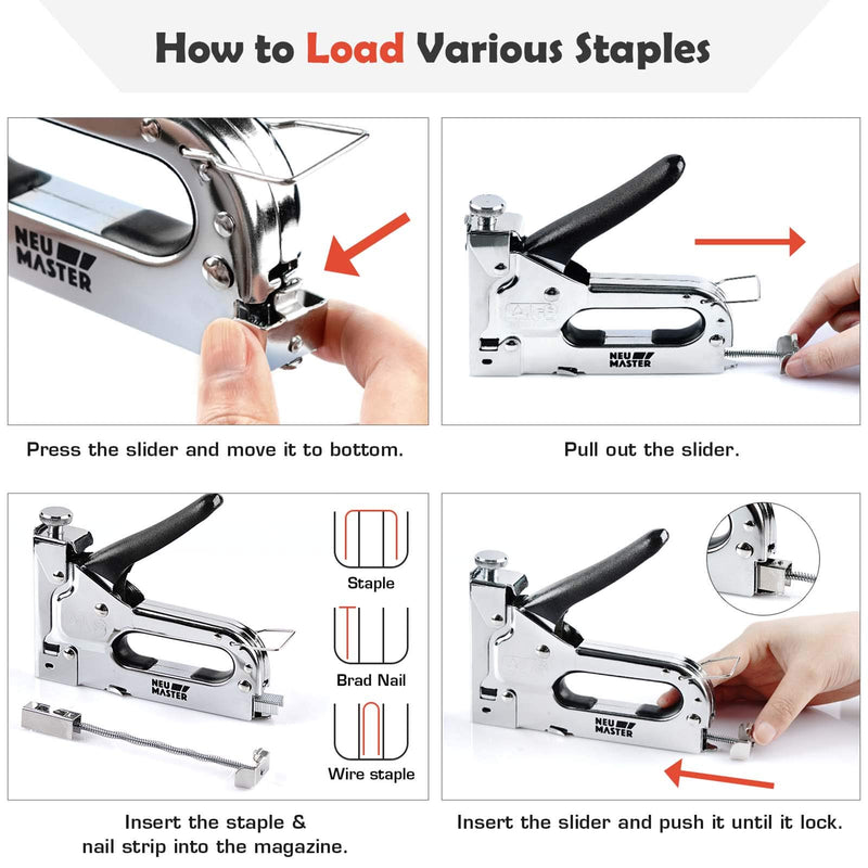 [Australia - AusPower] - Staple Gun NEU MASTER, 3 in 1 Heavy Duty Staple Gun with 1000Pcs Staples, Manual Staple Gun for Upholstery, Fixing Material, Decoration, Carpentry, Furniture Stapler Gun+1000pcs Staples 