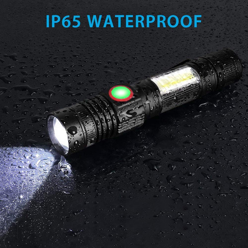 [Australia - AusPower] - Hoxida Rechargeable Flashlight(Battery Included), Magnetic LED Flashlight with COB sidelight, 1200 Lumen Super Bright LED, Waterproof, Zoomable, 4 Modes Best Flashlight for Camping, Emergency 