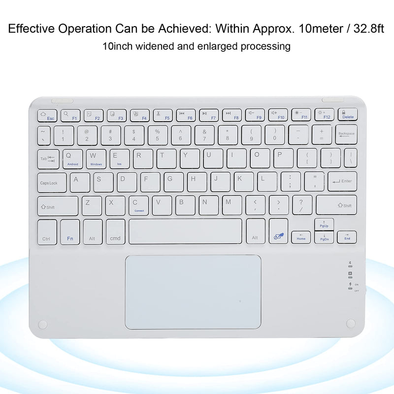 [Australia - AusPower] - Vbestlife 10in Wireless Bluetooth Keyboard with Touchpad Smartphones, for Tablets, Laptops, and Desktop Computers (White) 