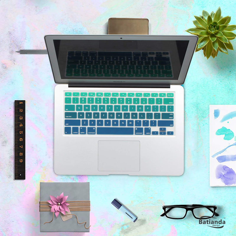 [Australia - AusPower] - Batianda New Ombre Color Keyboard Cover Protector Silicone Skin for Old Version MacBook Air 13" MacBook Pro 13" 15" 17" (with or w/Out Retina Display) - Gradient Green 