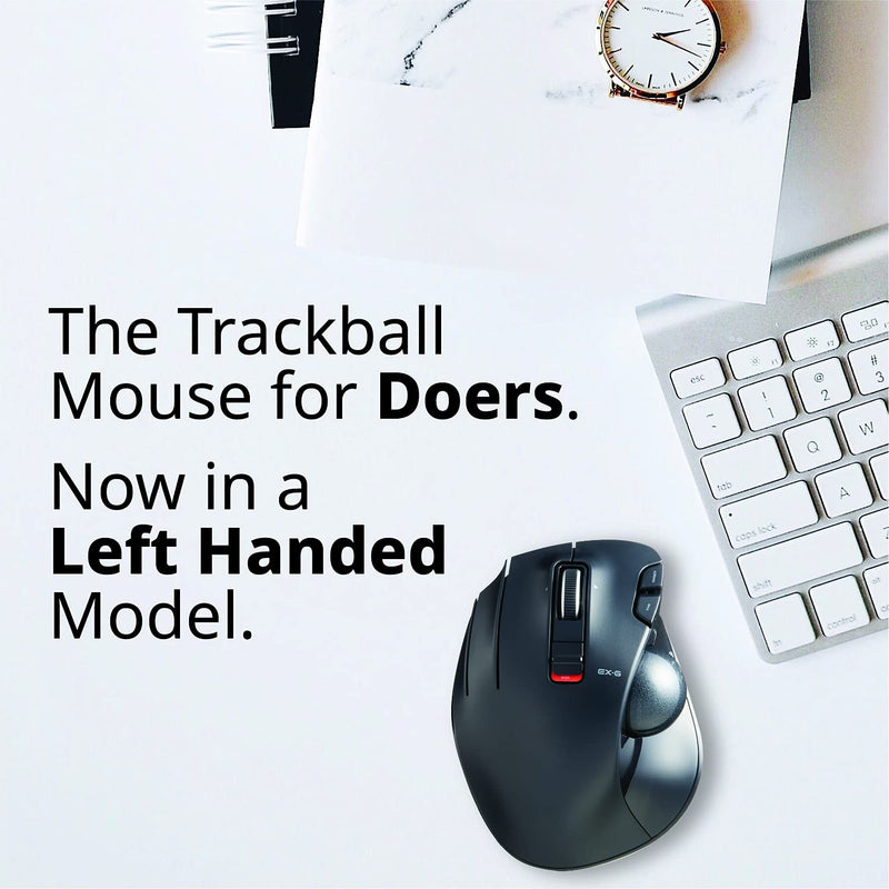 [Australia - AusPower] - ELECOM EX-G Left-Handed Trackball Mouse, 2.4GHz Wireless, Thumb Control, 6-Button Function with Smooth Tracking, Ergonomic Design, Optical Gaming Sensor, Windows11, macOS (M-XT4DRBK) 