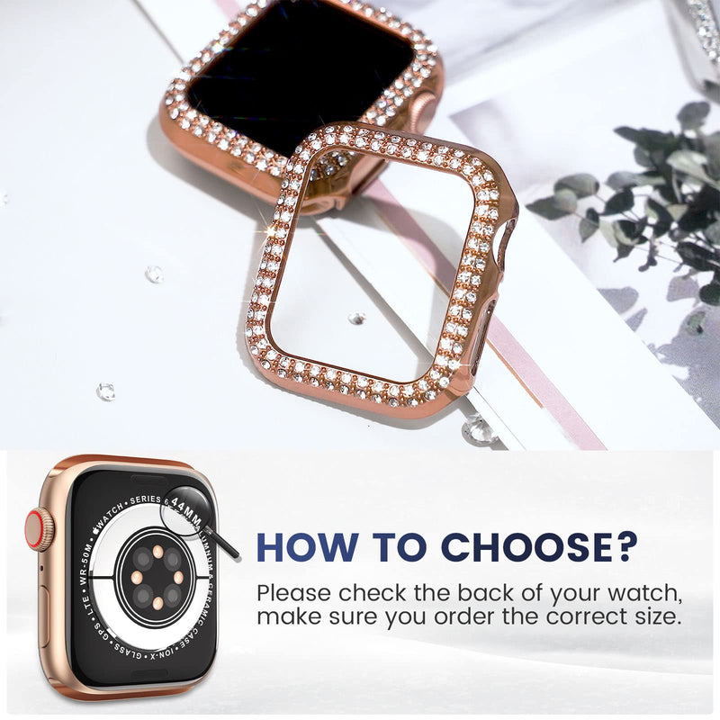 [Australia - AusPower] - [2 Pack] Goton Compatible for Apple Watch 38mm Bling Bumper Case, [No Screen Protector] iWatch Series 3 2 1 Hard PC Full Edge Protective Diamond Cover Accessories for Women Gilrs (38 mm, Rose Gold) 