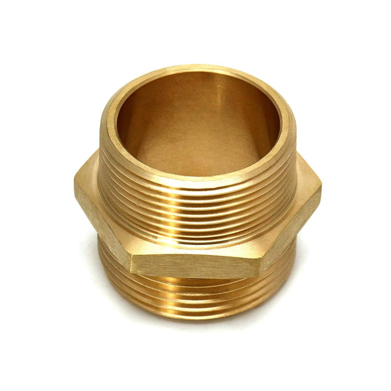 [Australia - AusPower] - QWORK Brass Hexagonal Nipple Fitting, 1-1/2" NPT Male x 1-1/2" NST (NH) Male, Fire Equipment Hexagonal Nipple Fire Hose Adapter 