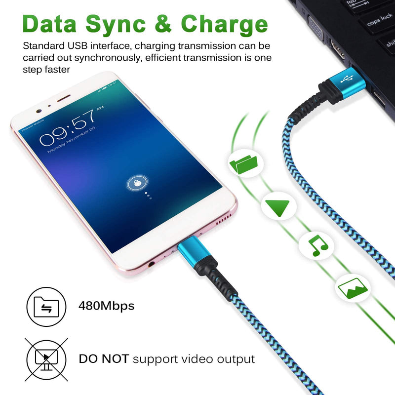 [Australia - AusPower] - C Type Charger Cable Fast Charging Power Cord Android USB C Cable 3FT 2Pack for OnePlus Nord N200 10Pro 9R,Samsung Galaxy S22 S21Ultra 5G S20FE S10e Z Flip3/Fold3 A13 A52 M42 Note21,Pixel 6Pro 5 4a XL Blue+Blue 
