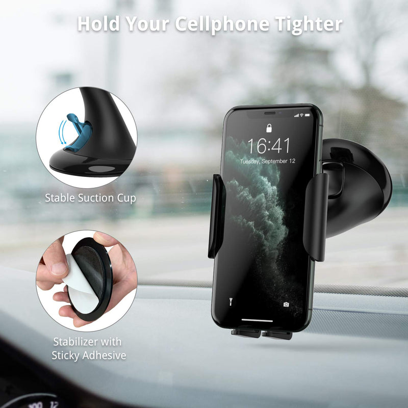 [Australia - AusPower] - UNBREAKcable Car Phone Holder, Universal Car Mount Grip, Windshield Car Cradle with Extra Dashboard Base for iPhone 11 Pro Max 11 Pro 11 Xs Max Xs XR X 8 7 SE, Samsung S20 S20+ S10 S9 Note and More 