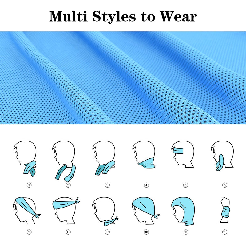 [Australia - AusPower] - Cooling Towel,Vofler [6 Pack] Cool Towels Microfiber Chilly Ice Cold Head Band Bandana Neck Wrap (40"x 12") for Athlete Men Women Youth Kids Dogs Yoga Outdoor Golf Running Hiking Sports Camping Travel Blue/Rose Red/Green/Gray/Dark Blue/Orange 