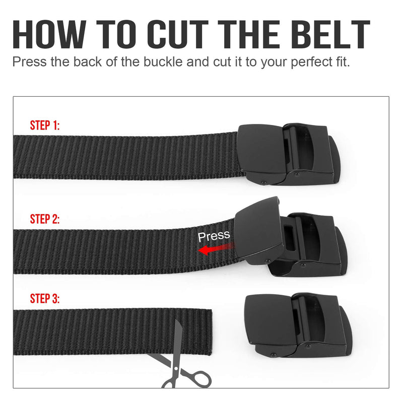 [Australia - AusPower] - SUOSDEY Tactical Belts for Men Military Nylon Web Belt Heavy Duty Metal Buckle 1.5 Inch Suit Waist Size below 45" B-black 