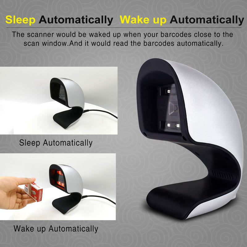 [Australia - AusPower] - Handsfree 2D 1D Barcode Scanner, Alacrity Omnidirectional Desktop Bar Code Reader with USB Cable, Capture Barcodes from Mobile Phone Screen 