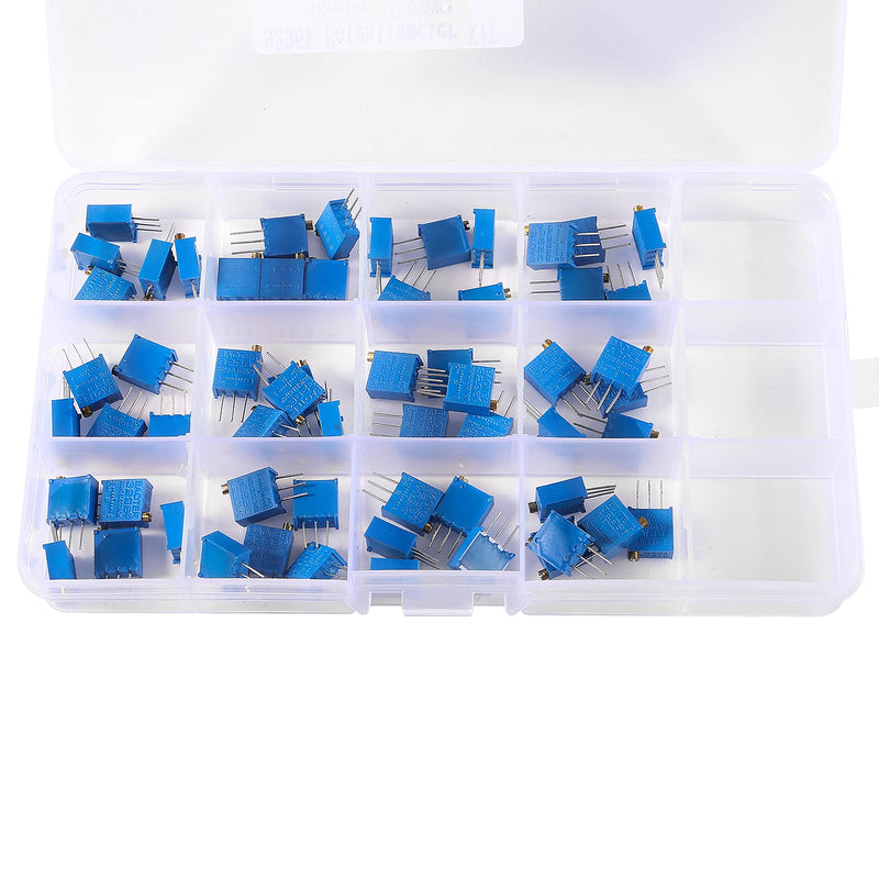[Australia - AusPower] - ALMOCN Potentiometer Assortment Kit,12 Values 60 pcs Variable Resistor 100 Ohm to 500K Ohm 3296W Multiturn Trimmer Potentiometer Assortment Kit with Box 