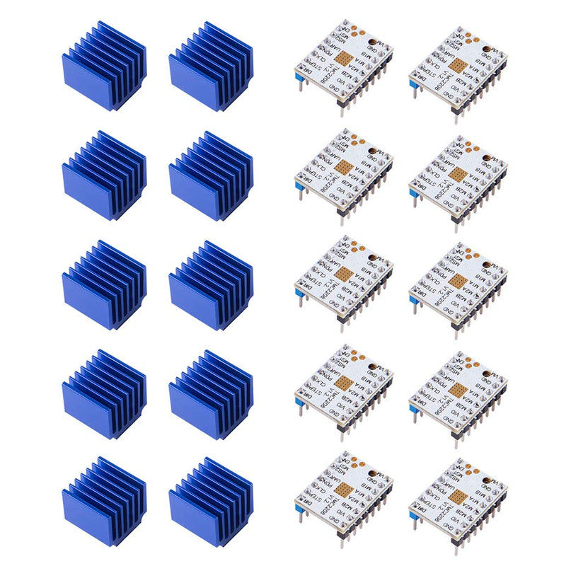 [Australia - AusPower] - 10PCS 3D Printer TMC2208 Stepper Motor Driver,TMC2208 V1.2 Stepper Driver Module Carrier with Heat Sink Screwdriver for 3D Printer Controller Mother Boards Reprap Ramps1.4 MKS Prusa i3 Ender-3 Pro TMC2208 V1.2 