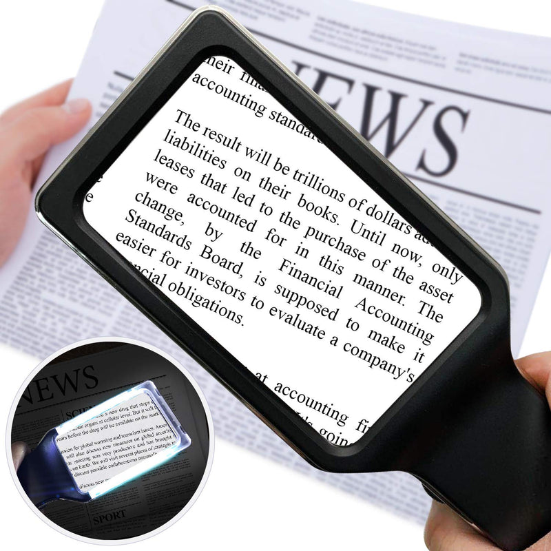 [Australia - AusPower] - [Rechargeable] 4X Magnifying Glass with [10 Anti-Glare & Fully Dimmable LEDs]-Evenly Lit Viewing Area-The Brightest & Best Reading Magnifier for Small Prints, Low Vision Seniors, Macular Degeneration 