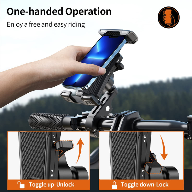 [Australia - AusPower] - UNBREAKcable Bike Phone Mount Holder, Upgraded Interface & One-Hand Operable Side Lock, Universal Motorcycle Handlebar Phone Holder for iPhone 13 Pro Max /12/Galaxy S21 and All 4.7''-7'' Cellphone 