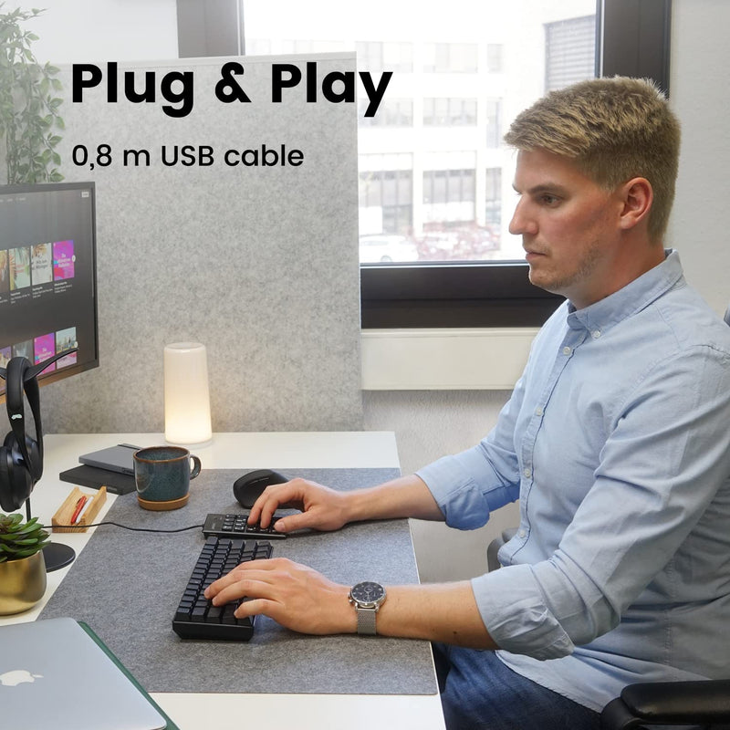 [Australia - AusPower] - Perixx Peripad-202H Wired Slim Numeric Keypad, X Type Scissor Keys with 2 USB Hubs and Tab Key, Black USB with 2 Hubs 