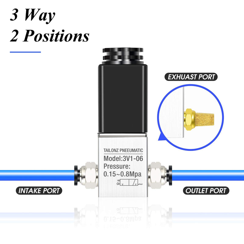 [Australia - AusPower] - TAILONZ PNEUMATIC 1/8 inch NPT 12V/24V/110V/220V 3 Way 2 Position Normally Closed Solenoid Valve Solenoid air Valve 3V1-06 AC220V 