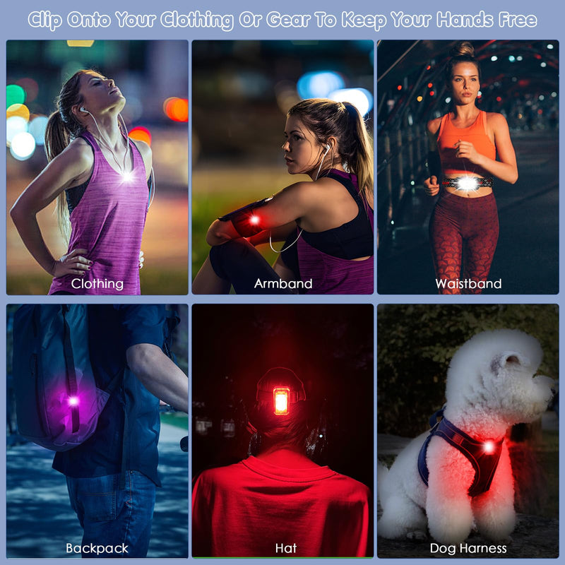 [Australia - AusPower] - 1797 Running Lights for Runners 2 Pack Clip On Flashlight Night Safety Hands Free Headlamp Running Gear Accessories Jogging Walking Dog Camping Hiking Rechargeable USB 2PCS 