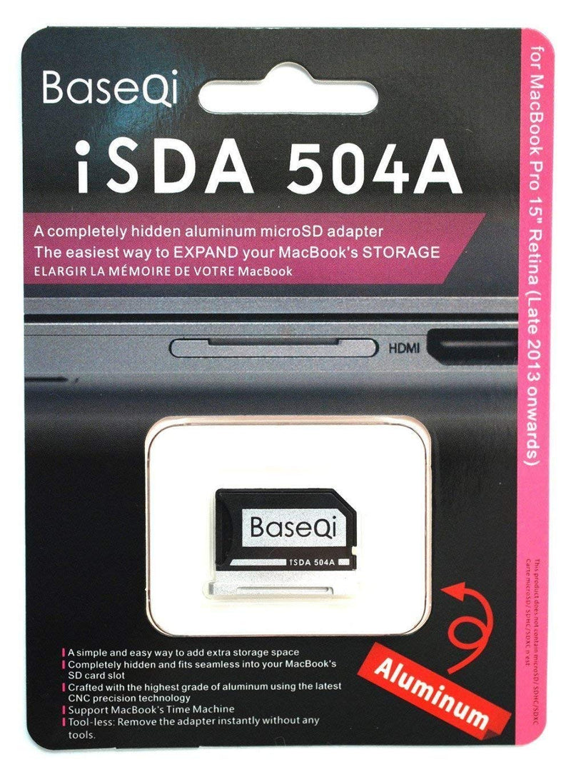 [Australia - AusPower] - BASEQI FBA_iSDA504ASV Aluminum microSD Adapter Works with MacBook Pro 15" Retina (Late 2013 - Mid. 2015 ) 