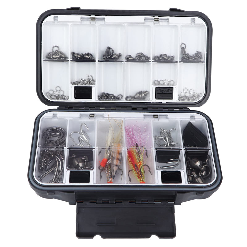 [Australia - AusPower] - KEESHINE Upgraded Small Fishing Lure Box, Small Bait Storage Case Fishing Tackle Storage Trays Accessory Boxes Thicker Plastic Hooks Organizer for Vest Casting Fly Fishing Pocket Size Dark Gray (Size: 8.07”L x 4.72”W x 1.97'' H) 