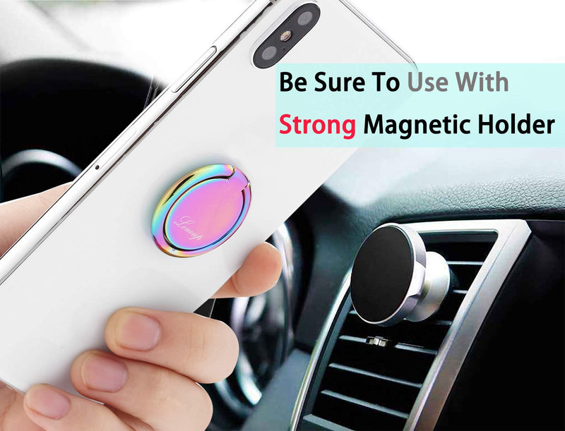 [Australia - AusPower] - lenoup Rainbow Cell Phone Ring Stand Holder,Purple Multicolor Ring Grip Kickstand,360 Rotation Metal Finger Ring for Almost All Phones,Pad 