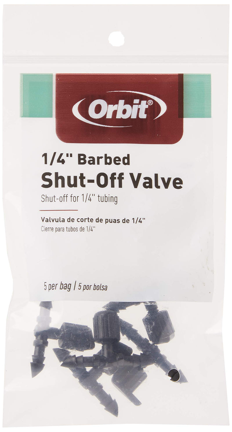 [Australia - AusPower] - Orbit 67404 5-Pack 1/4-Inch Barb Shut-Off Valve , Black 