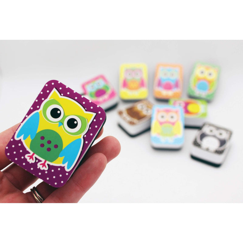 [Australia - AusPower] - ASHLEY PRODUCTIONS Colorful Owls Non-Magnetic Mini Whiteboard Eraser (10 Pack), 2" x 1.5" x .75" 