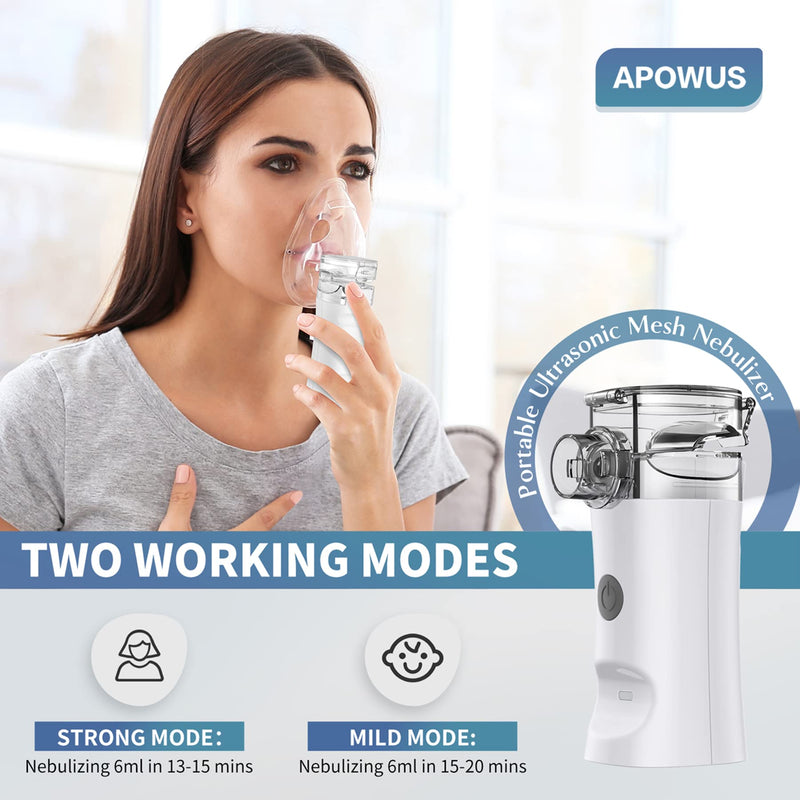 [Australia - AusPower] - Portable Nebulizer - Handheld Mesh Nebulizer Machine for Adults & Kids Travel and Household Use, Quiet Steam Inhaler for Breathing Problems 