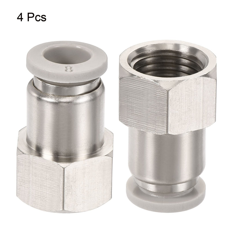 [Australia - AusPower] - MECCANIXITY Push to Connect Fittings 1/4PT Female Thread Fit 8mm Tube OD Nickel-Plated Copper Straight Union Fitting, Pack of 3 