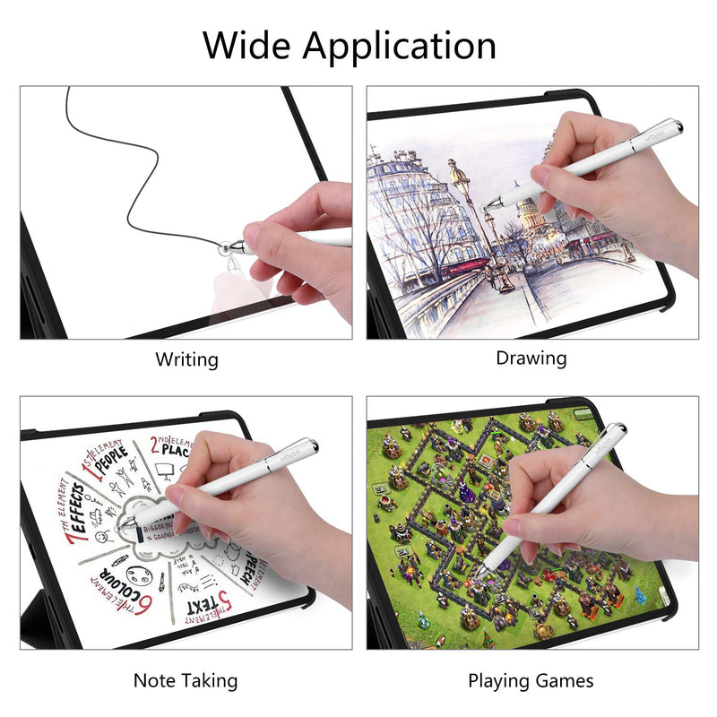 [Australia - AusPower] - Mixoo Stylus Pens for Touch Screens - Disc & Fiber Tip 2 in 1 High Sensitivity Universal Stylus for iPad, iPhone, Tablets and Other Capacitive Touch Screens (Black/White) Black/White 