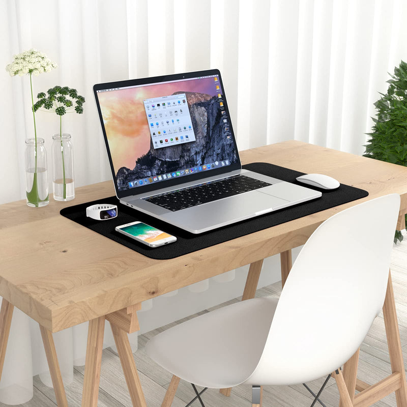[Australia - AusPower] - Hsurbtra Desk Pad, 23.6" x 13.8" PU Leather Desk Mat, M Extended Mouse Pad, Waterproof Desk Blotter Protector, Ultra Thin Small Laptop Keyboard Mat, Non-Slip Desk Writing Pad for Office Home, Black 23.6" x 13.8" 