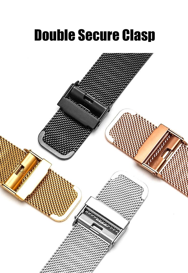 [Australia - AusPower] - ID205L Smart Watch Replacement Bands Mesh Stainless Steel VeryFitPro Smartwatch Wristband Strap Adjustable for Women(Rose Gold) 